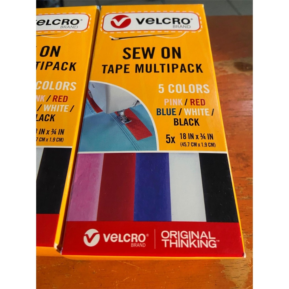 NIP VELCRO Brand Sew On Tape Multipack 5 Colors 5X 18 in x 3/4 in.